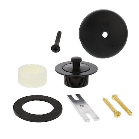Jones Stephens Matte Black One-Hole Lift and Turn Tub Drain Trim Kit, Includes Two-Hole Conversion Bar B51039